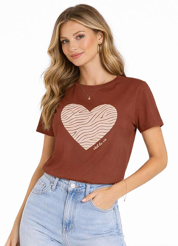 Blusa Feminina Manga Curta Marrom