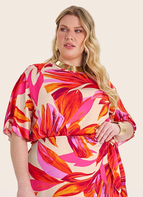 Blusa Feminina Manga Curta Plus Size Laranja