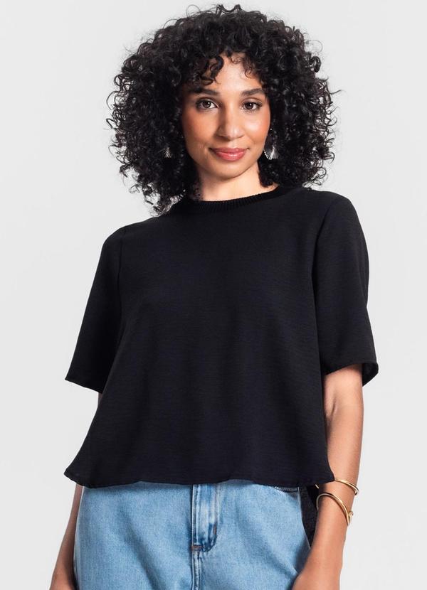 Blusa Feminina Manga Curta Preto