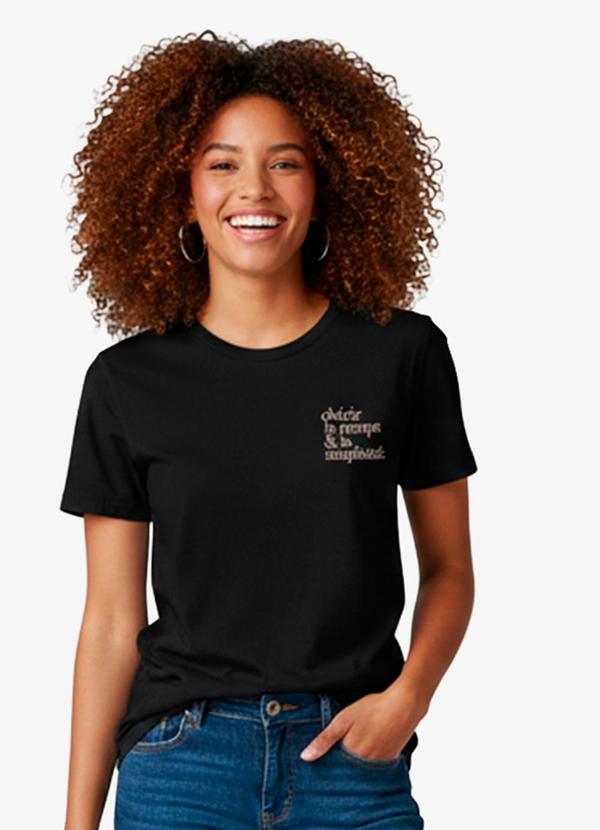 Blusa Feminina Manga Curta Preto