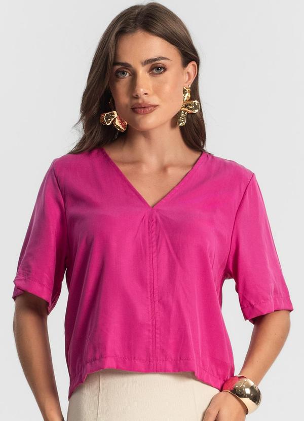 Blusa Feminina Manga Curta Rosa