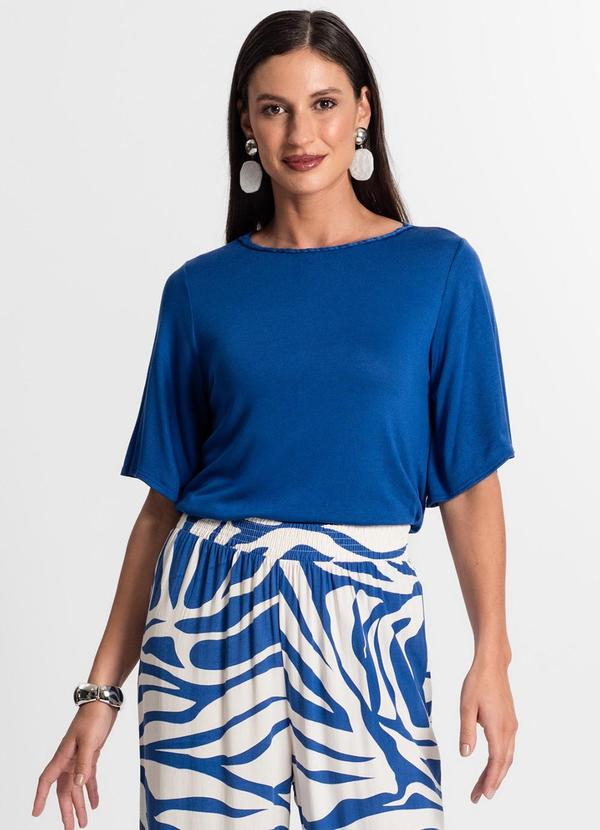 Blusa Feminina Manga Curta Azul