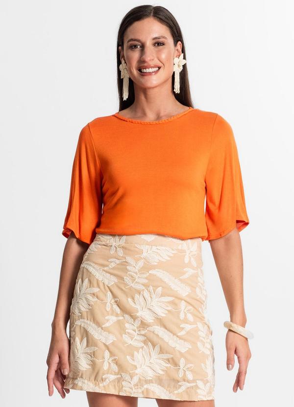 Blusa Feminina Manga Curta Laranja
