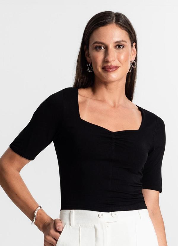 Blusa Feminina Manga Curta Preto