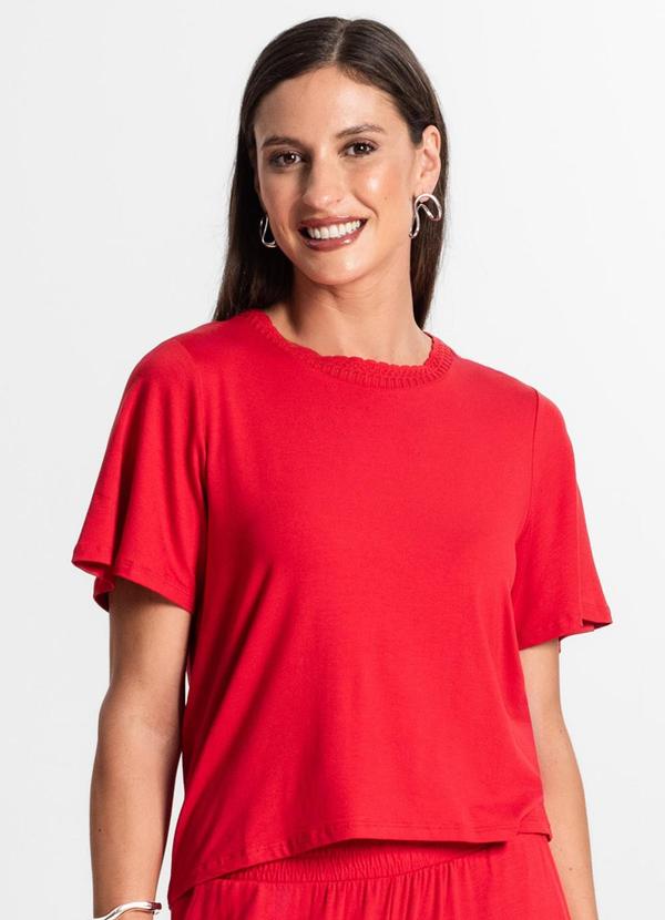Blusa Feminina Manga Curta Vermelho