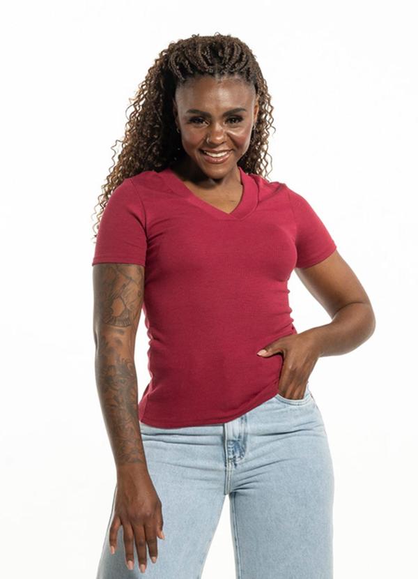Blusa Feminina Manga Curta Vermelho