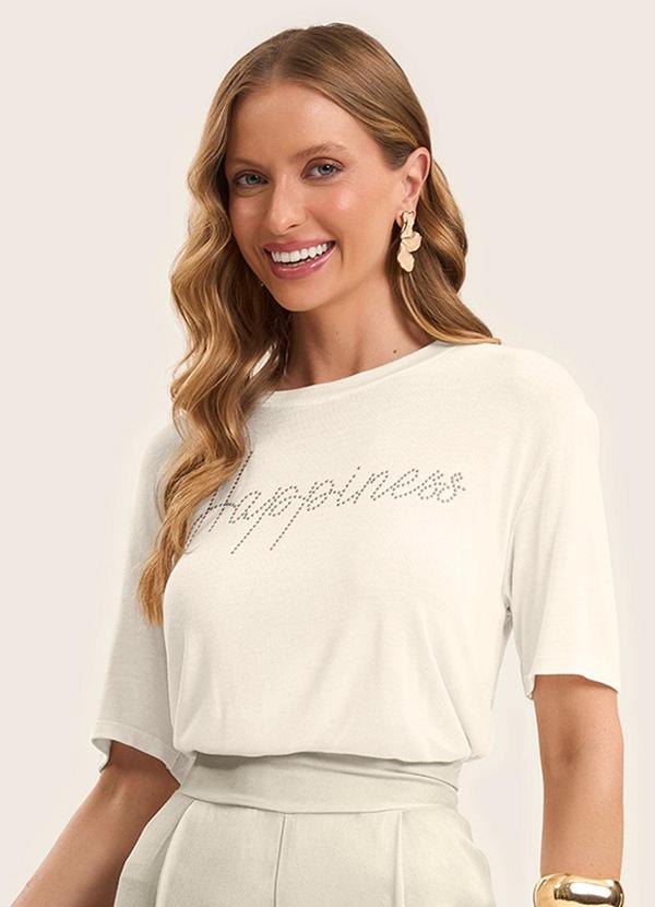 Vista 2 Blusa Feminina Manga Curta Visco Tricot Bege Rovitex Rovitex