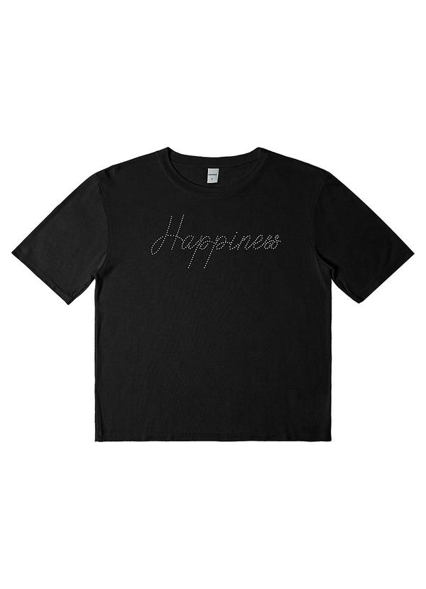 Vista 2 Blusa Feminina Manga Curta Visco Tricot Preto Rovitex Rovitex
