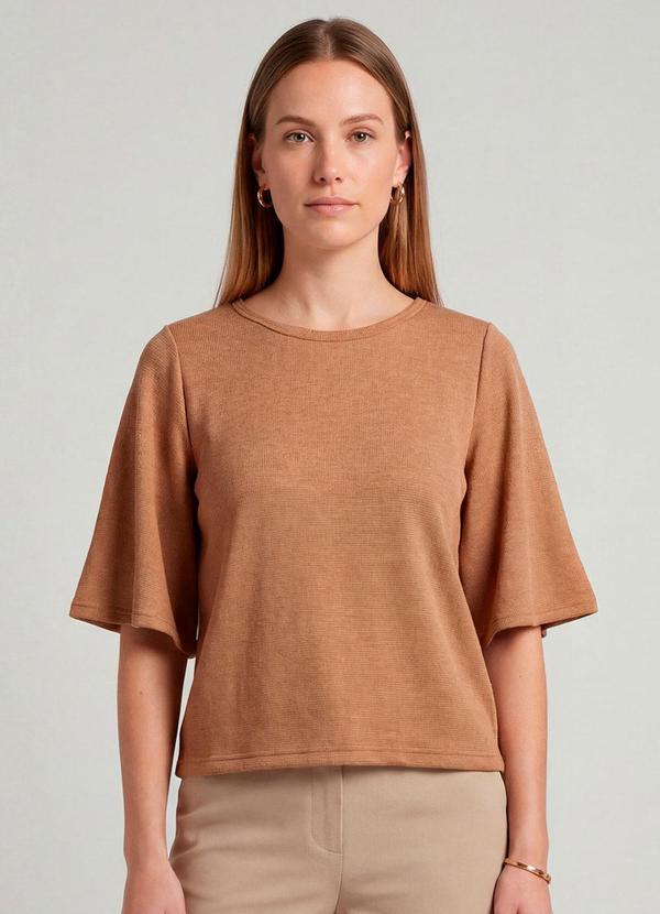 Blusa Feminina Manga Gôde Ampla Marrom