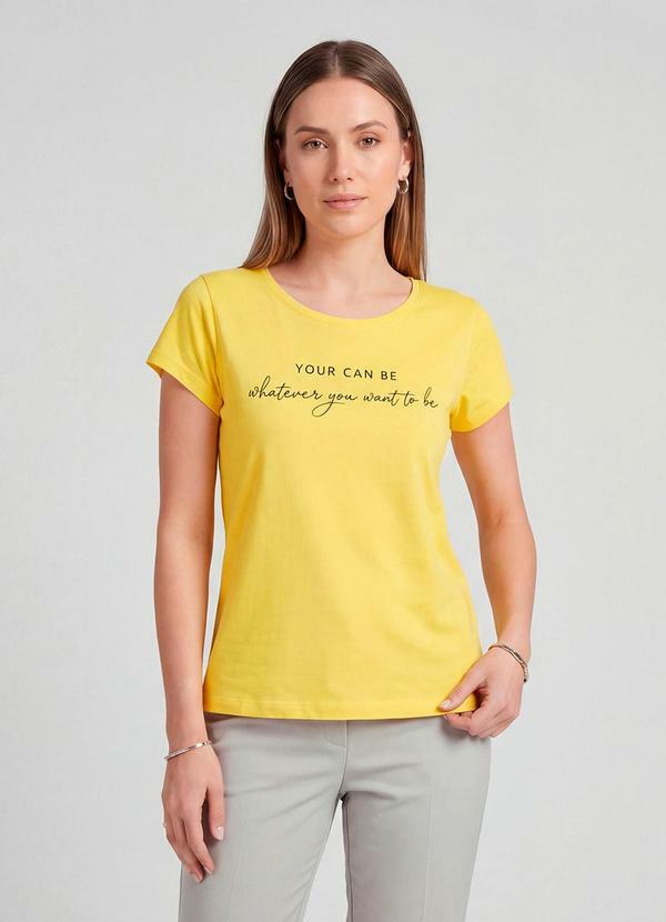 Blusa Feminina Meia Malha com Estampa Amarelo