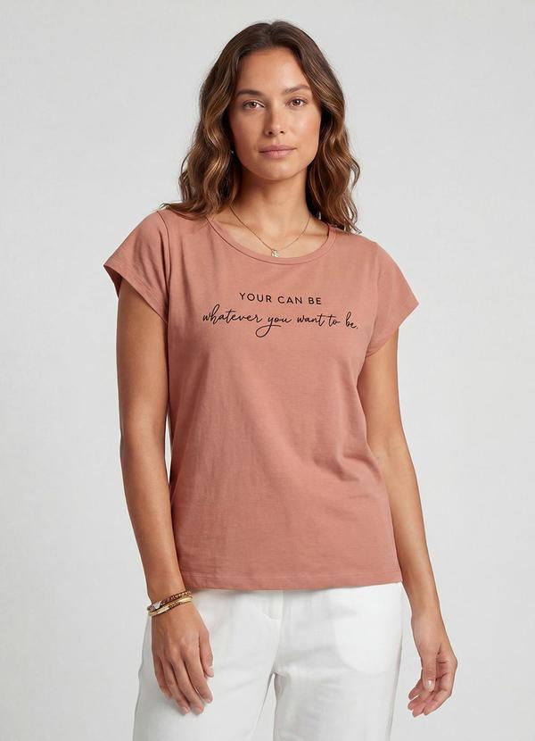 Blusa Feminina Meia Malha com Estampa Marrom