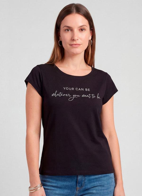Blusa Feminina Meia Malha com Estampa Preto