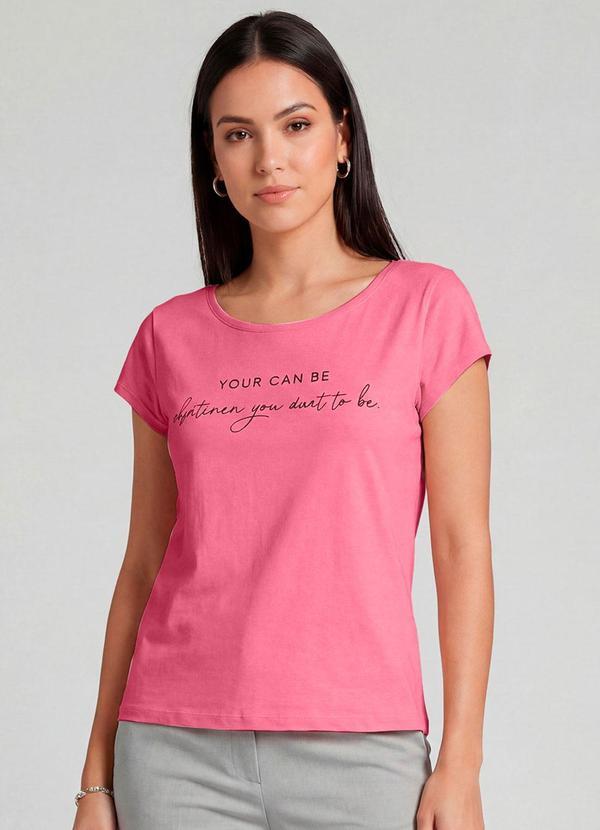 Blusa Feminina Meia Malha com Estampa Rosa