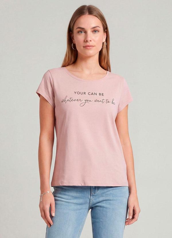 Blusa Feminina Meia Malha com Estampa Rosa