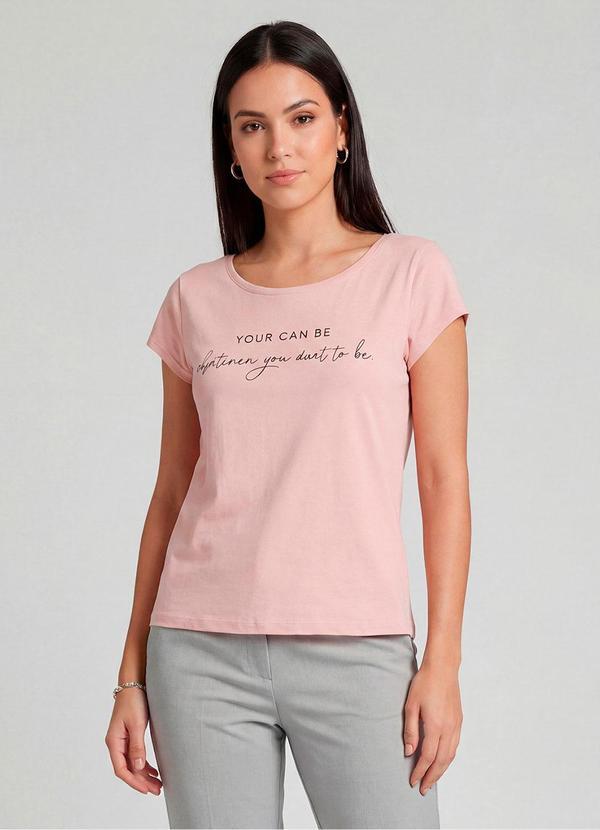 Blusa Feminina Meia Malha com Estampa Rosa