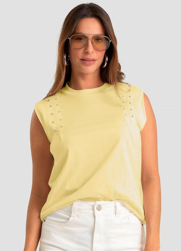 Blusa Feminina Meia Malha com Ombreiras Amarelo