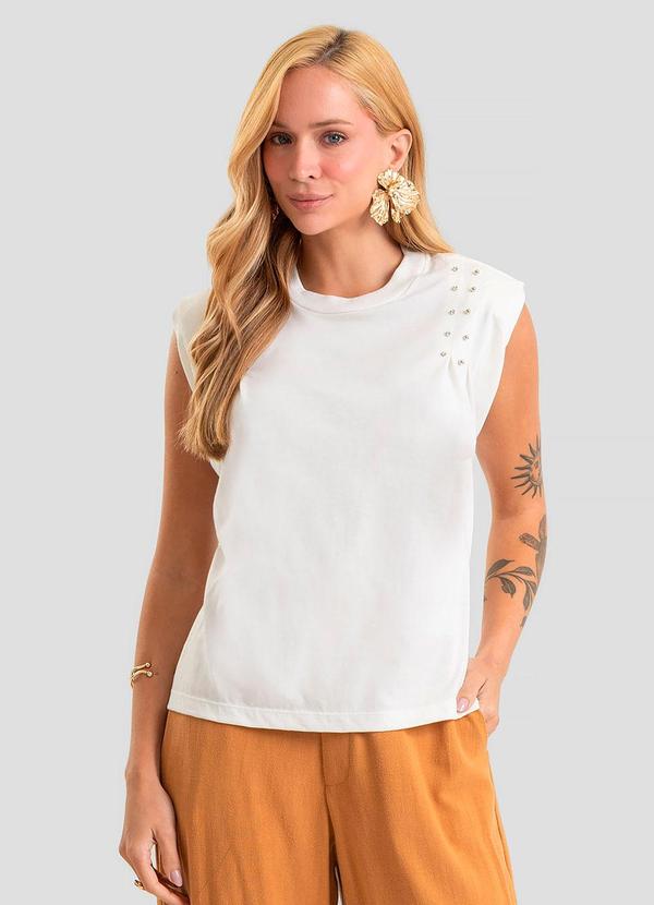 Blusa Feminina Meia Malha com Ombreiras Bege