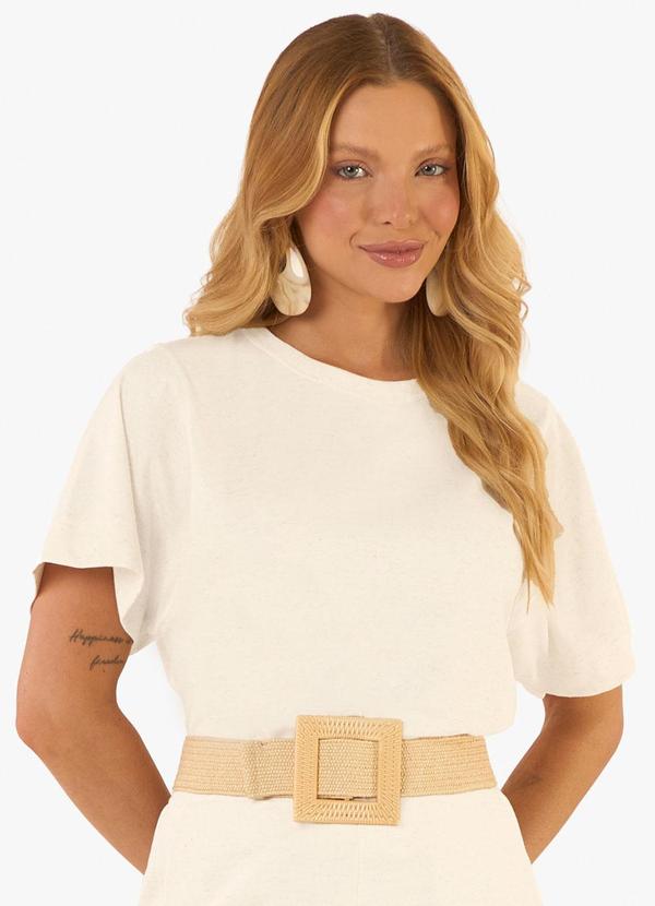 Blusa Feminina Meia Malha Linho Bege