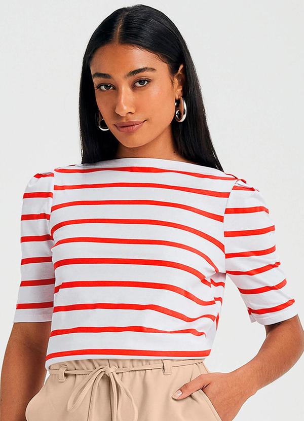 Blusa Feminina Meia Malha Listrada Vermelho