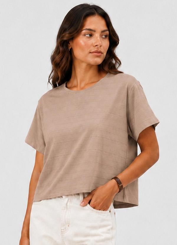 Blusa Feminina Meia Malha Maquinetado Marrom
