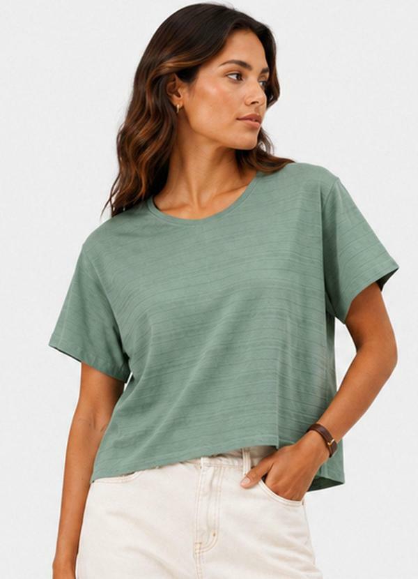 Blusa Feminina Meia Malha Maquinetado Verde