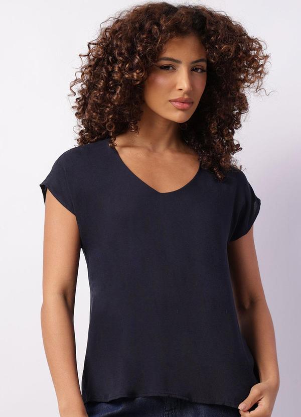 Blusa Feminina Mullet Manga Morcego Marinho