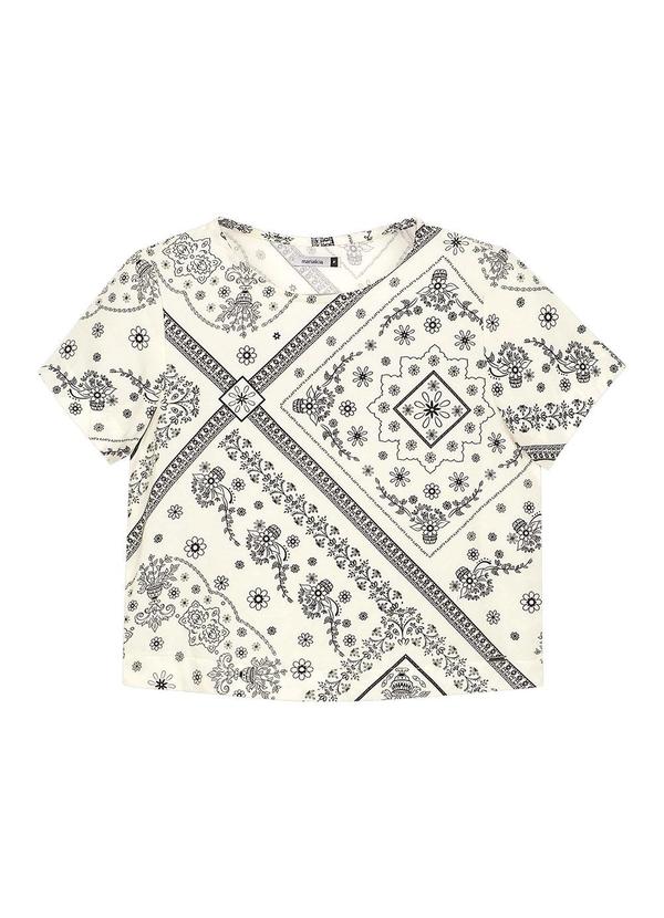 Vista 2 Blusa Feminina Padronagem Floral Bege Marialícia Marialícia