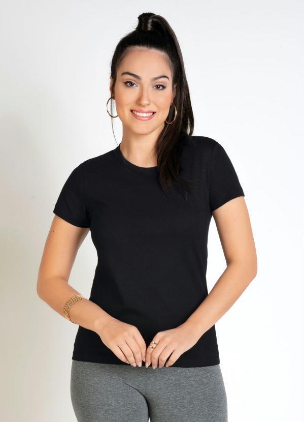 Blusa Feminina Preta Baby Look com Mangas Curtas