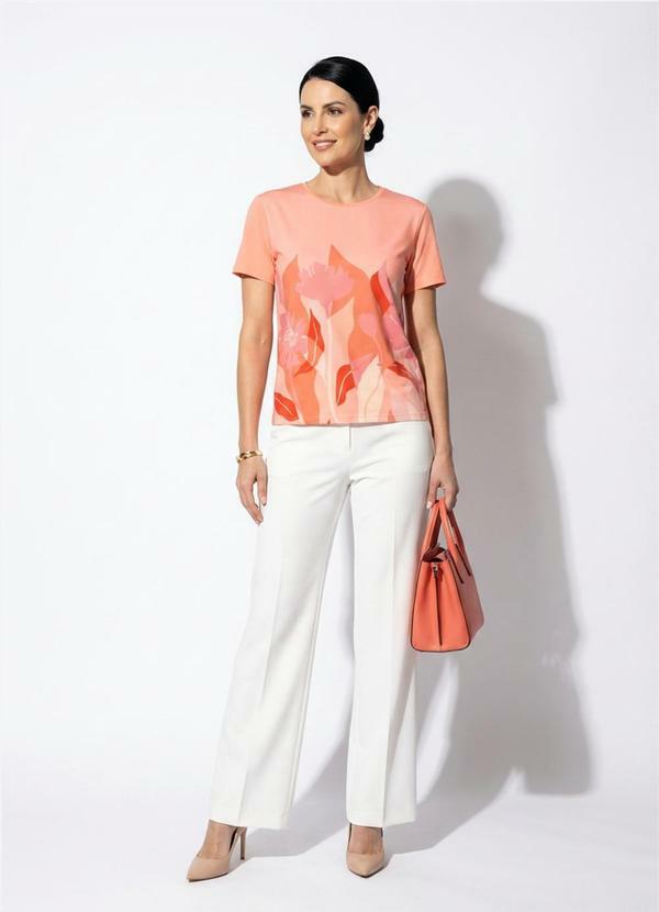 Blusa Feminina Regular Estampada Laranja