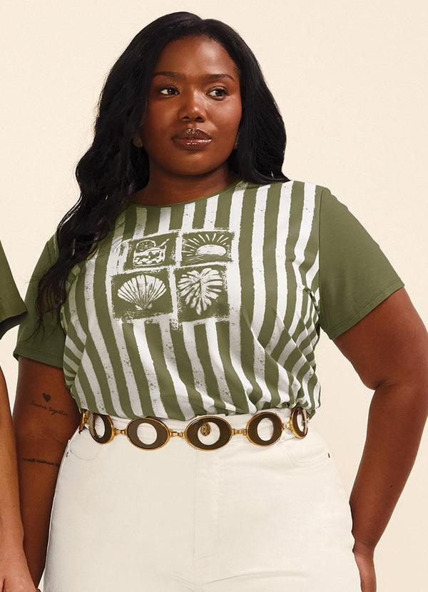 Blusa Feminina Regular Estampada Verde