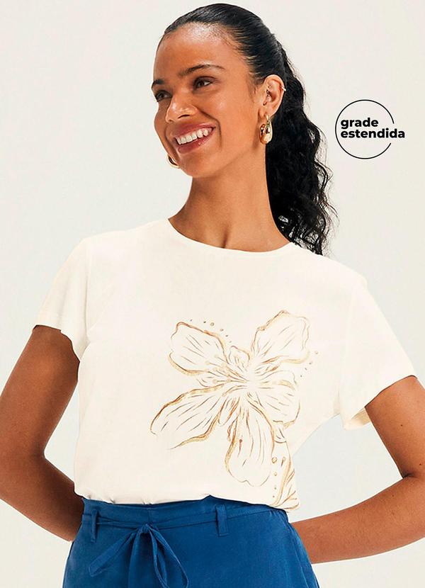 Blusa Feminina Regular Floral Bege
