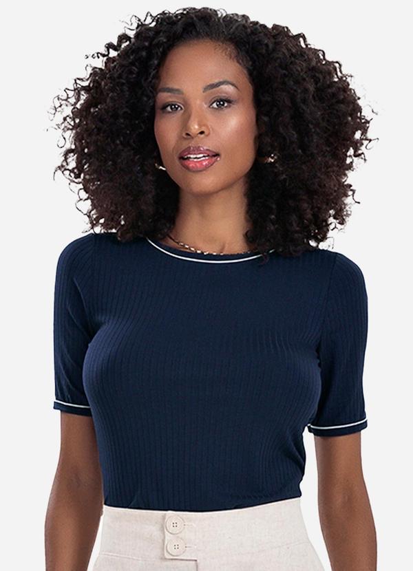 Blusa Feminina Ribana Canelada Azul