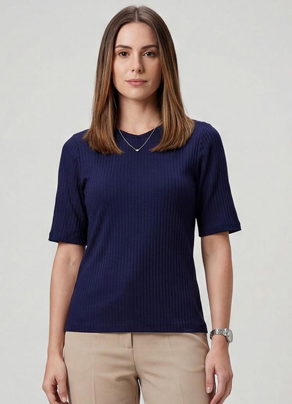 Vista 2 Blusa Feminina Ribana Canelada Azul INFINITA COR INFINITA COR