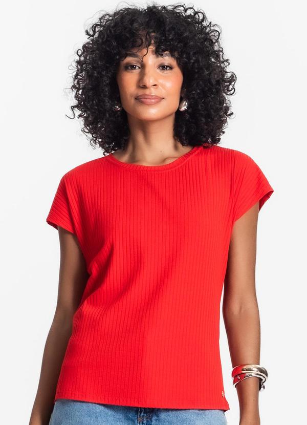 Vista 2 Blusa Feminina Ribana Canelada Básica Laranja Rovitex Rovitex