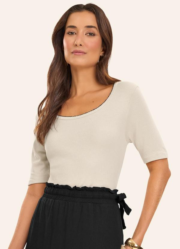 Blusa Feminina Ribana de Viscose Bege