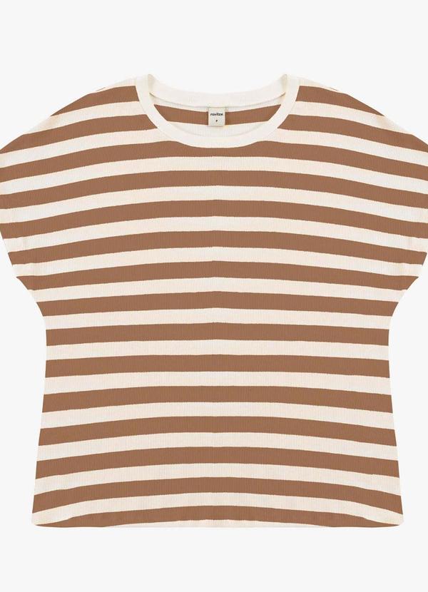 Blusa Feminina Ribana de Viscose Listrada Marrom