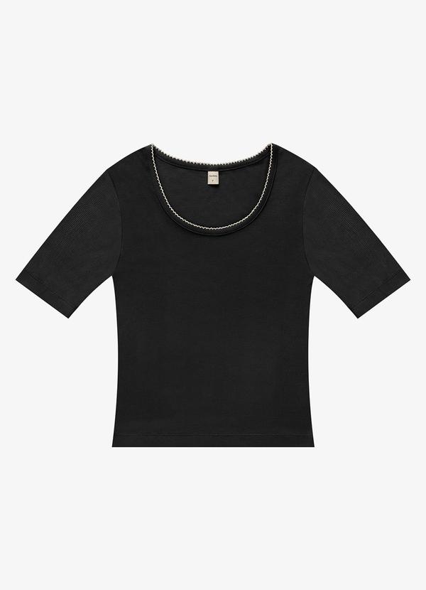 Blusa Feminina Ribana de Viscose Preto