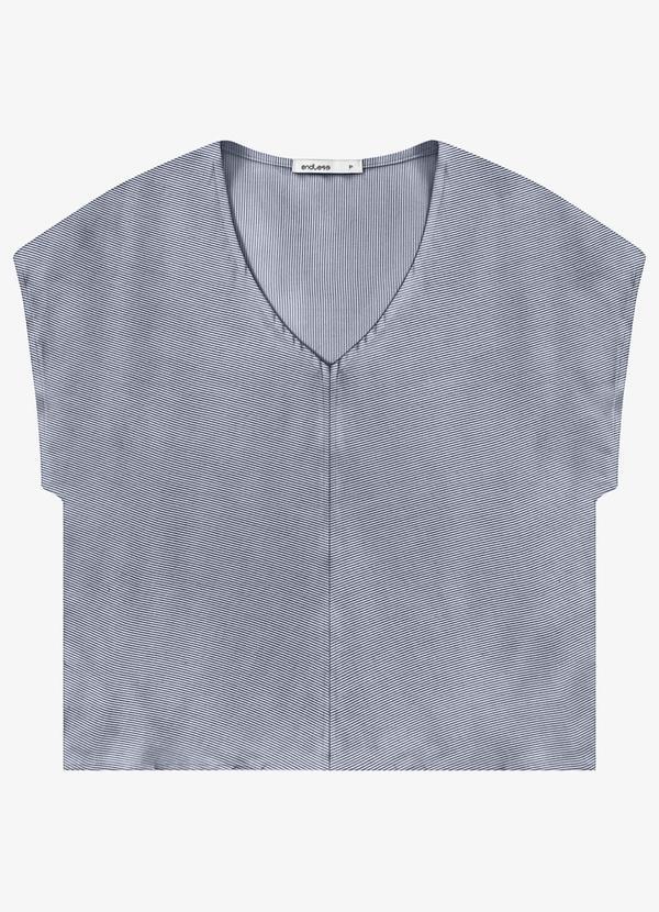 Blusa Feminina Tecido Viscose Lurex Decote Azul