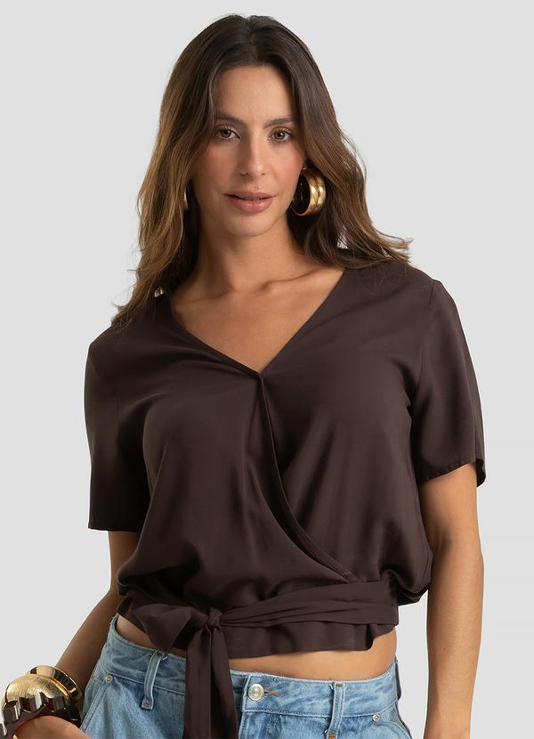 Blusa Feminina Transpassada em Viscose Marrom