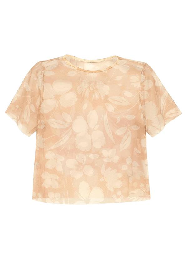 Vista 2 Blusa Feminina Tule Floral Amarelo Marialícia Marialícia