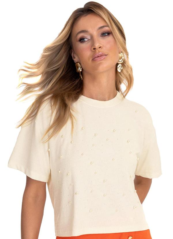 Blusa Feminina Visco Maquinetada Bege