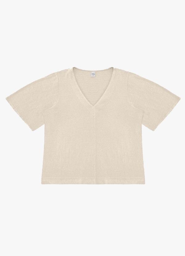 Blusa Feminina Visco Maquinetado Ampla Bege