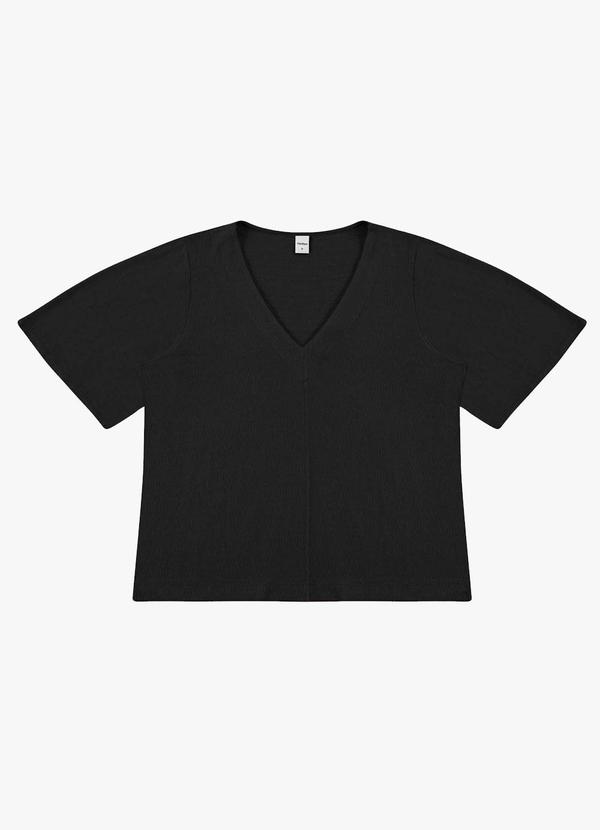 Blusa Feminina Visco Maquinetado Ampla Preto