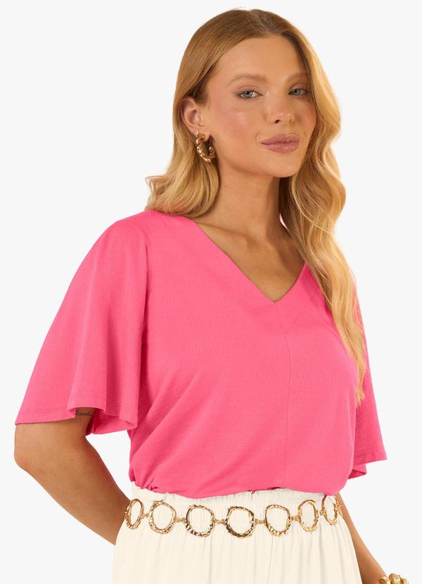 Blusa Feminina Visco Maquinetado Ampla Rosa