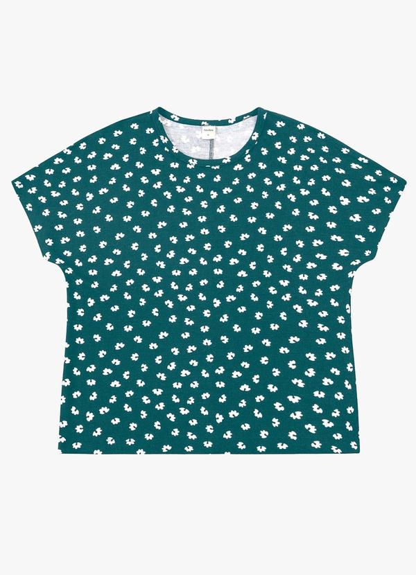 Blusa Feminina Visco Maquinetado Estampada Verde
