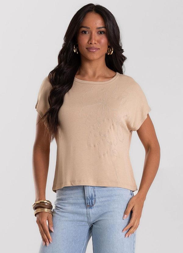 Blusa Feminina Visco Tricot com Estampa Marrom