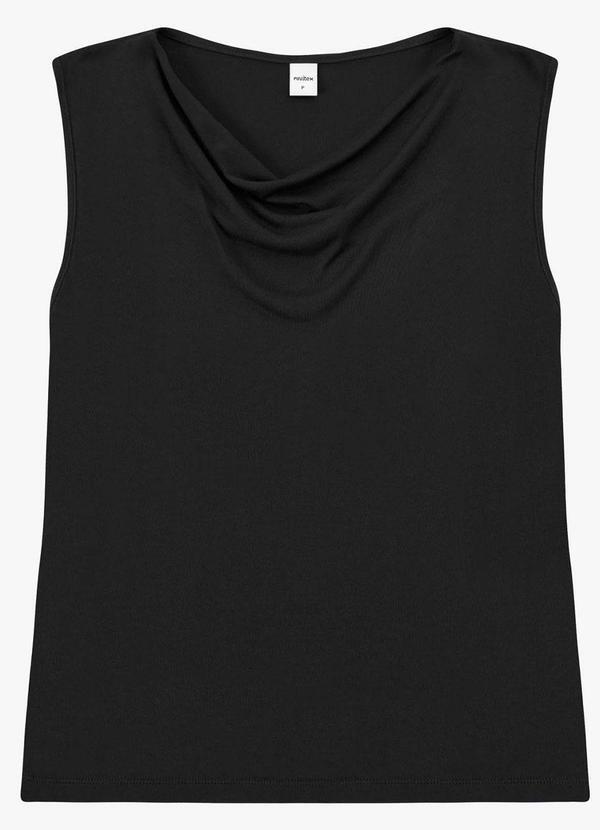 Blusa Feminina Visco Tricot Gola Degagê Preto