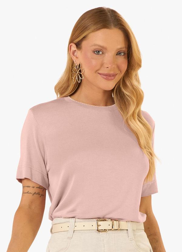 Blusa Feminina Visco Tricot Manga Ampla Rosa