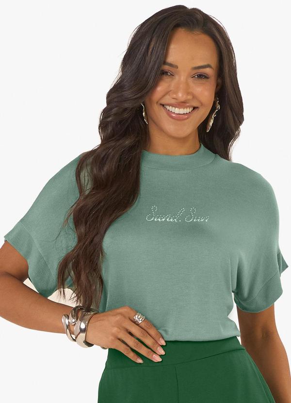 Blusa Feminina Visco Tricot Ribana Verde