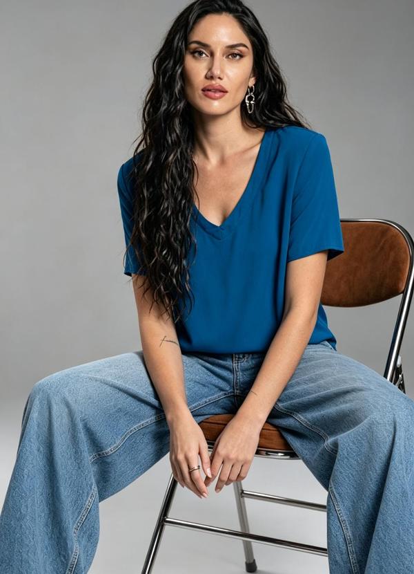Blusa Feminina Viscose Azul